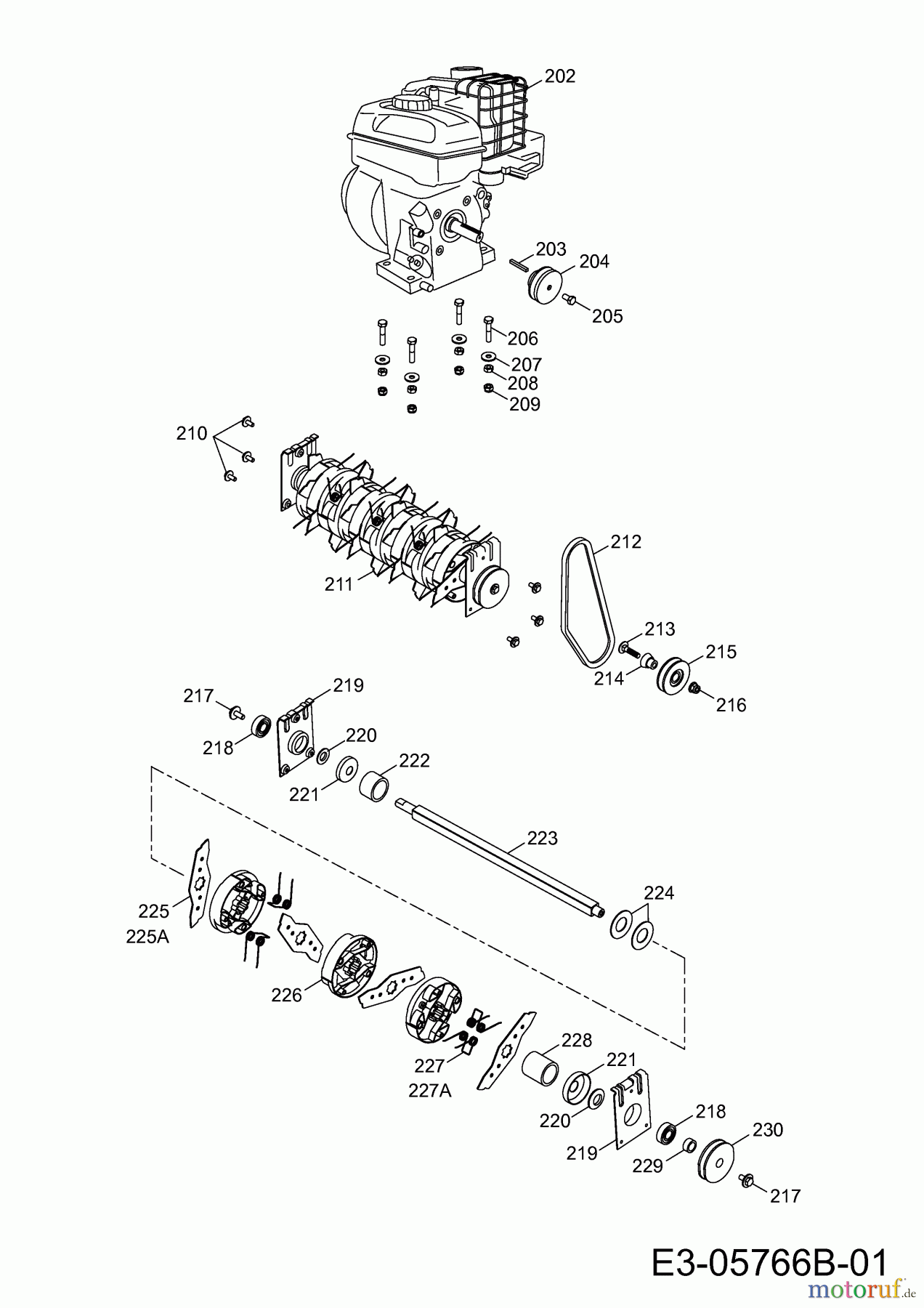 Wolf-Garten Motorvertikutierer UV 35 B 3635000 (2012) Keilriemen, Messerwalze, Motor