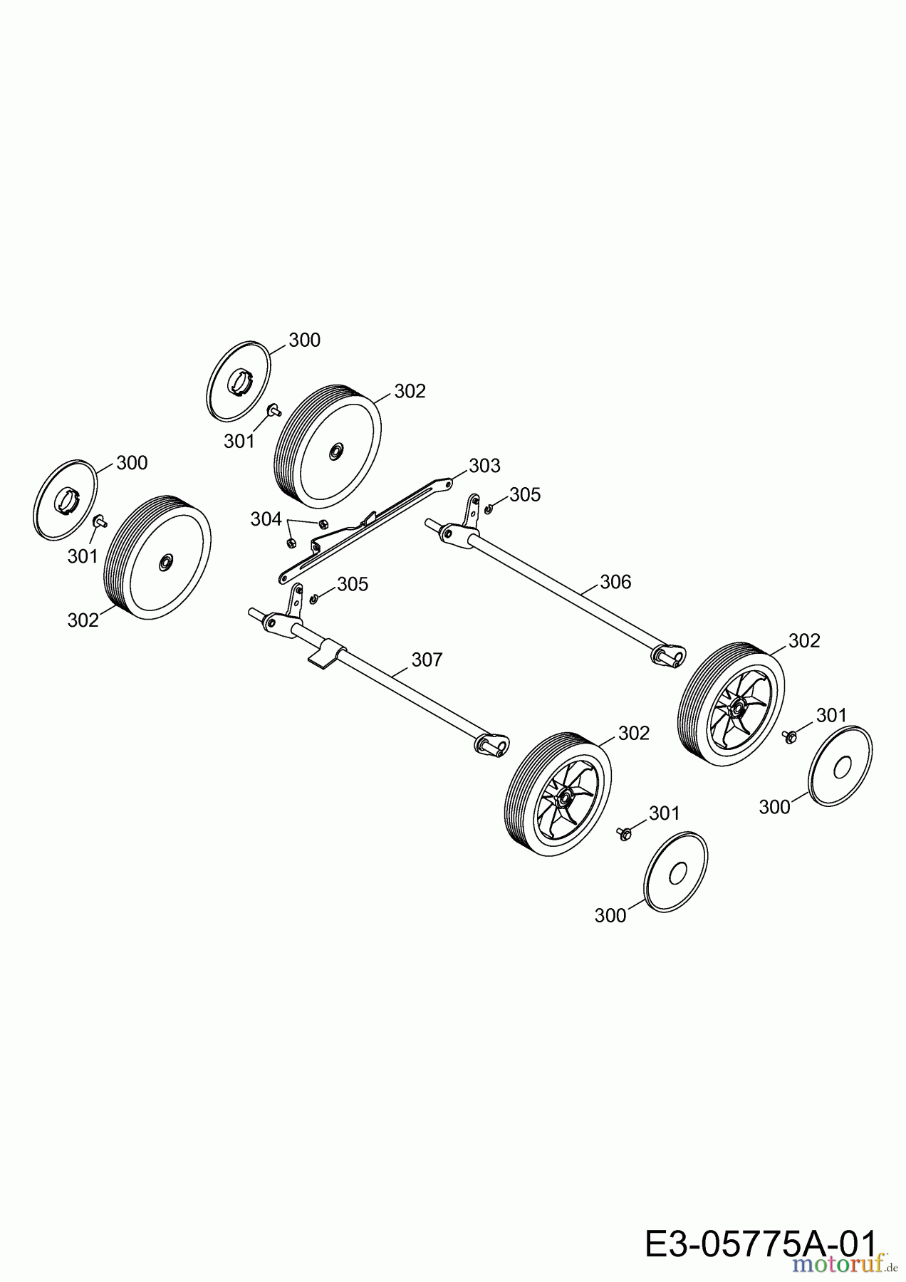 Wolf-Garten Motorvertikutierer UV 40 H 3640000 Serie D (2010) Achse, Räder