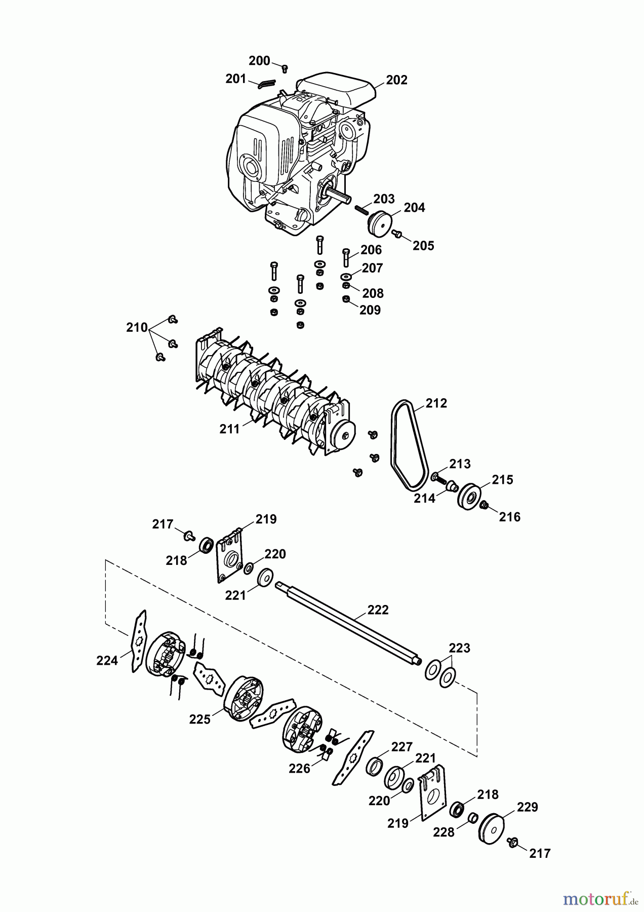 Wolf-Garten Motorvertikutierer UV 40 H 3640000 Serie H (2010) Keilriemen, Messerwalze, Motor