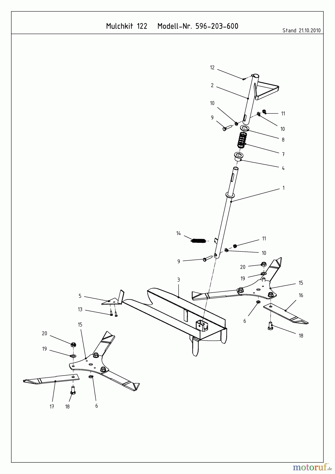 MTD Zubehör Zubehör Kompakttraktoren Mulch Kits für CC 2000/3000 RD Serie, Mähwerk 122 cm 596-203-600 (2011) Grundgerät