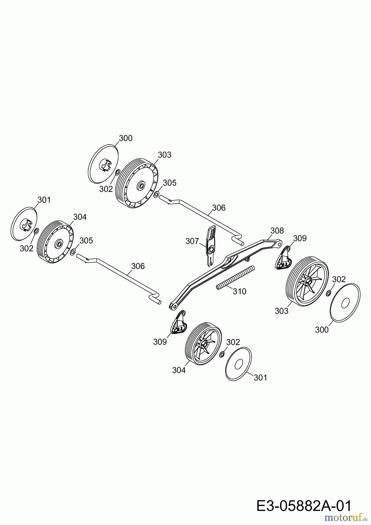 Wolf-Garten Akkumäher Li-Ion Power 34 4919000 Serie D (2010) Achsen, Räder