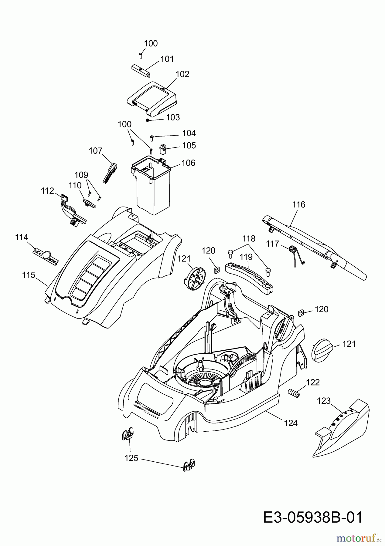 Wolf-Garten Akkumäher Li-Ion Power 34 4919000 (2012) Mähwerksgehäuse