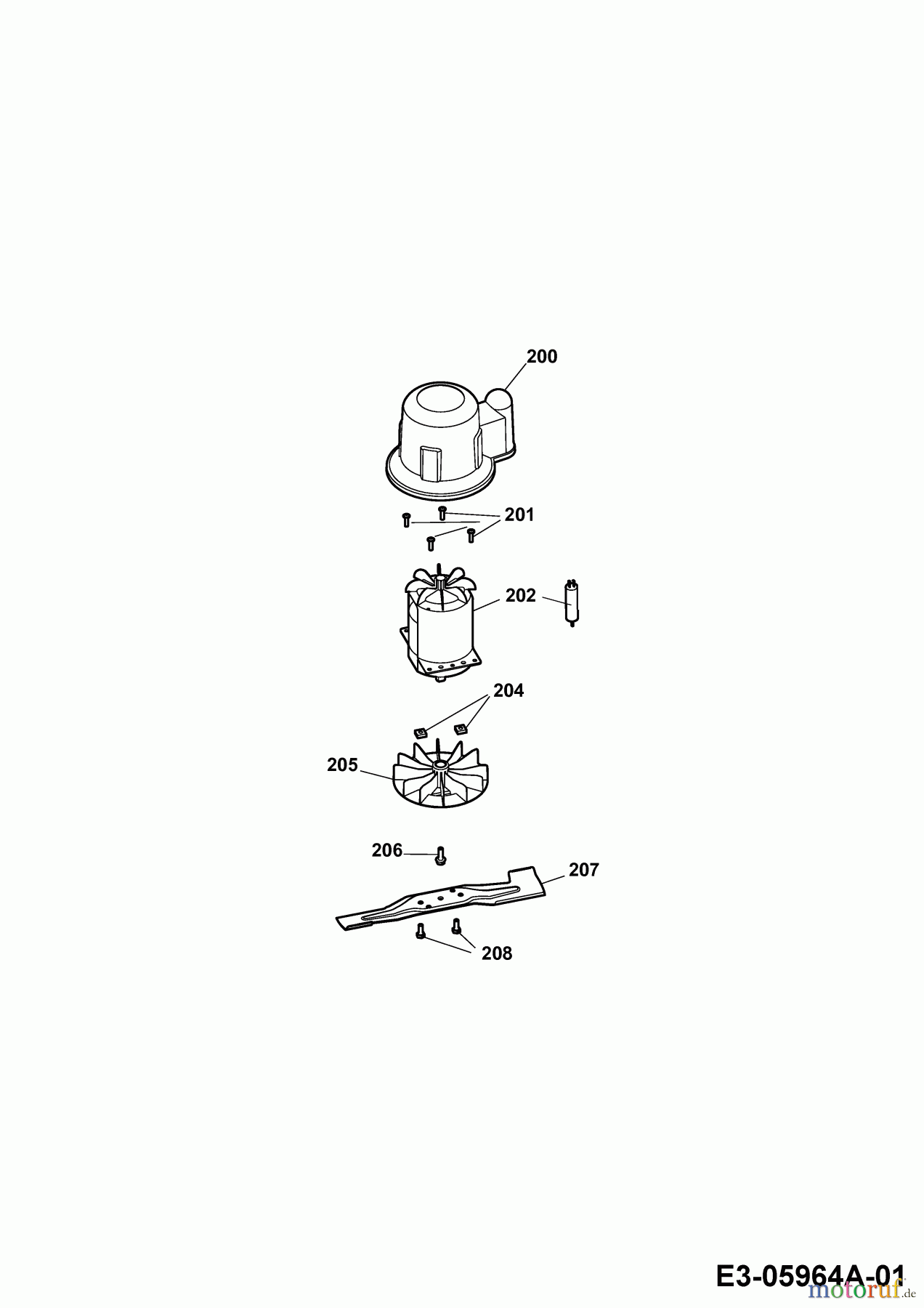  Wolf-Garten Elektromäher Compact plus 40 E-1 4970000 Serie F  (2010) Messer, Messeraufnahme, Motor