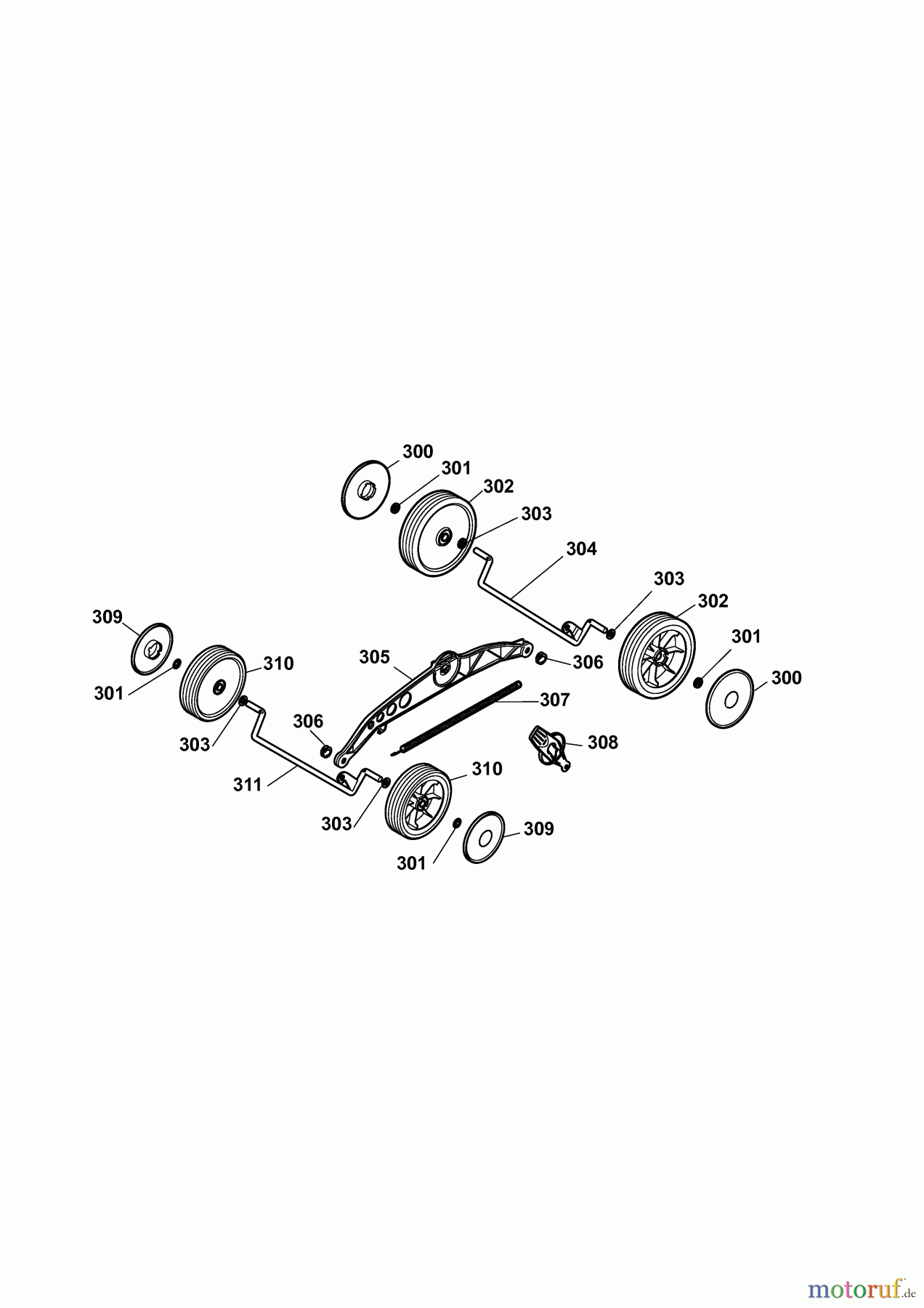 Wolf-Garten Elektromäher HE 40 4968687 Serie A (2010) Räder, Schnitthöhenverstellung