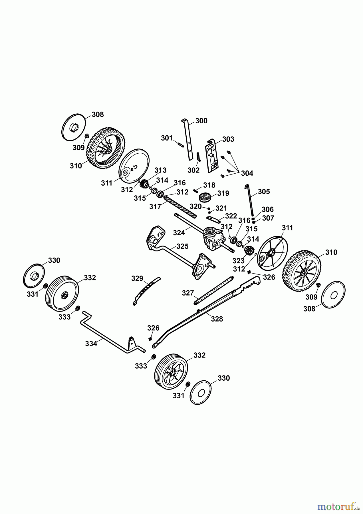 Wolf-Garten Elektromäher mit Antrieb Esprit 46 EA 4625003 Serie E (2010) Räder, Schnitthöhenverstellung