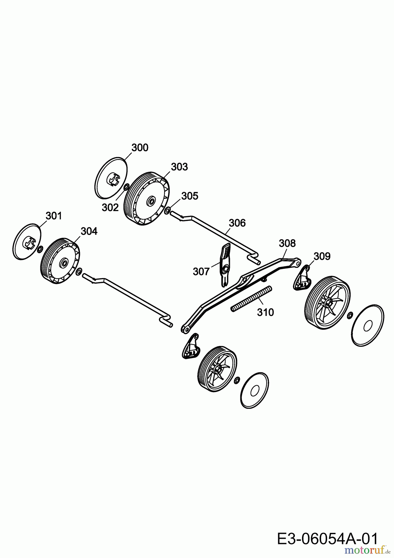 WOLF-Garten Expert Elektromäher Expert 37 E 18AWG1H-650 (2014) Achse, Höhenverstellung, Räder