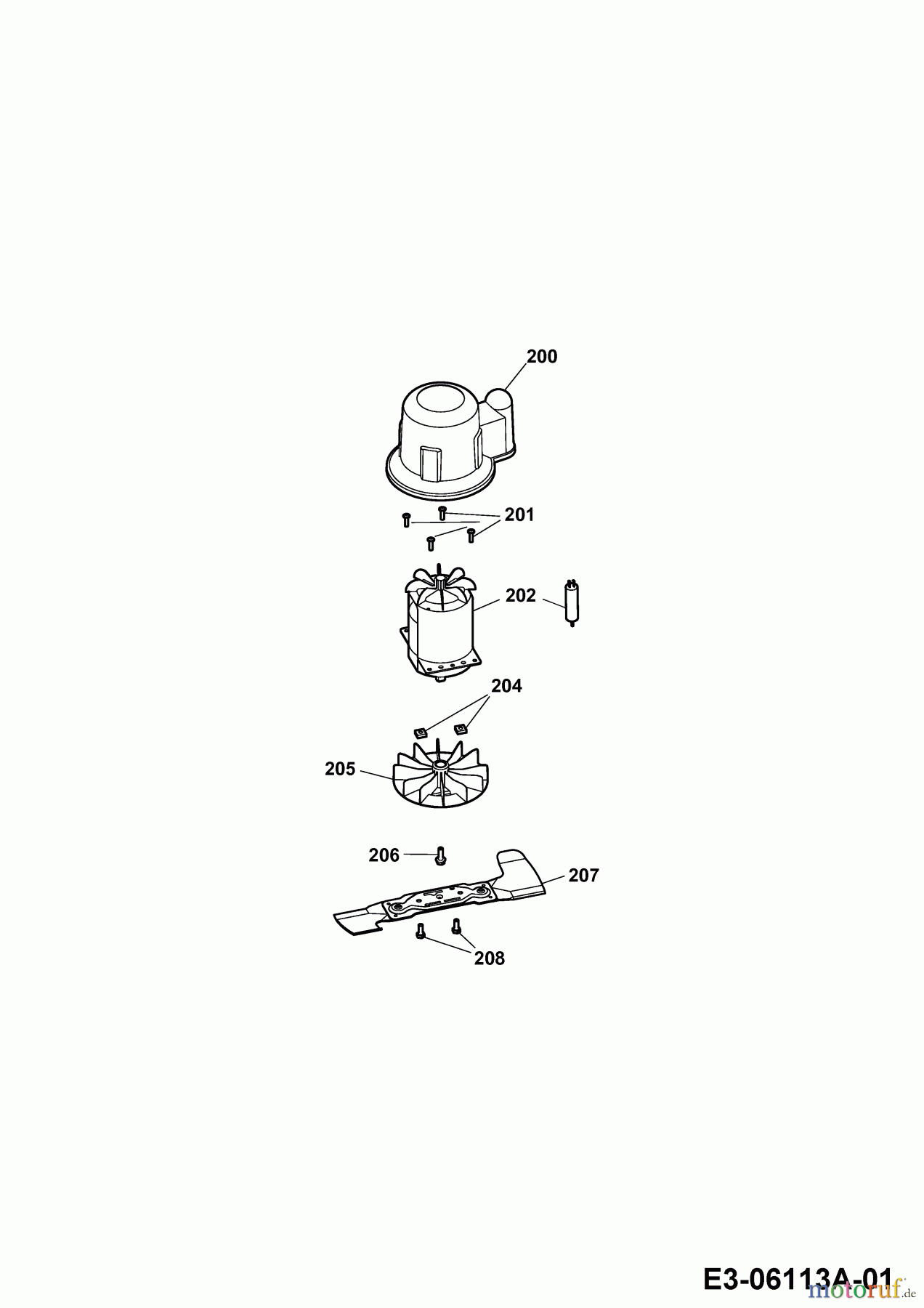 Wolf-Garten Elektromäher Power Edition 40 E-1 4980003 Serie E (2011) Messer, Messeraufnahme, Motor