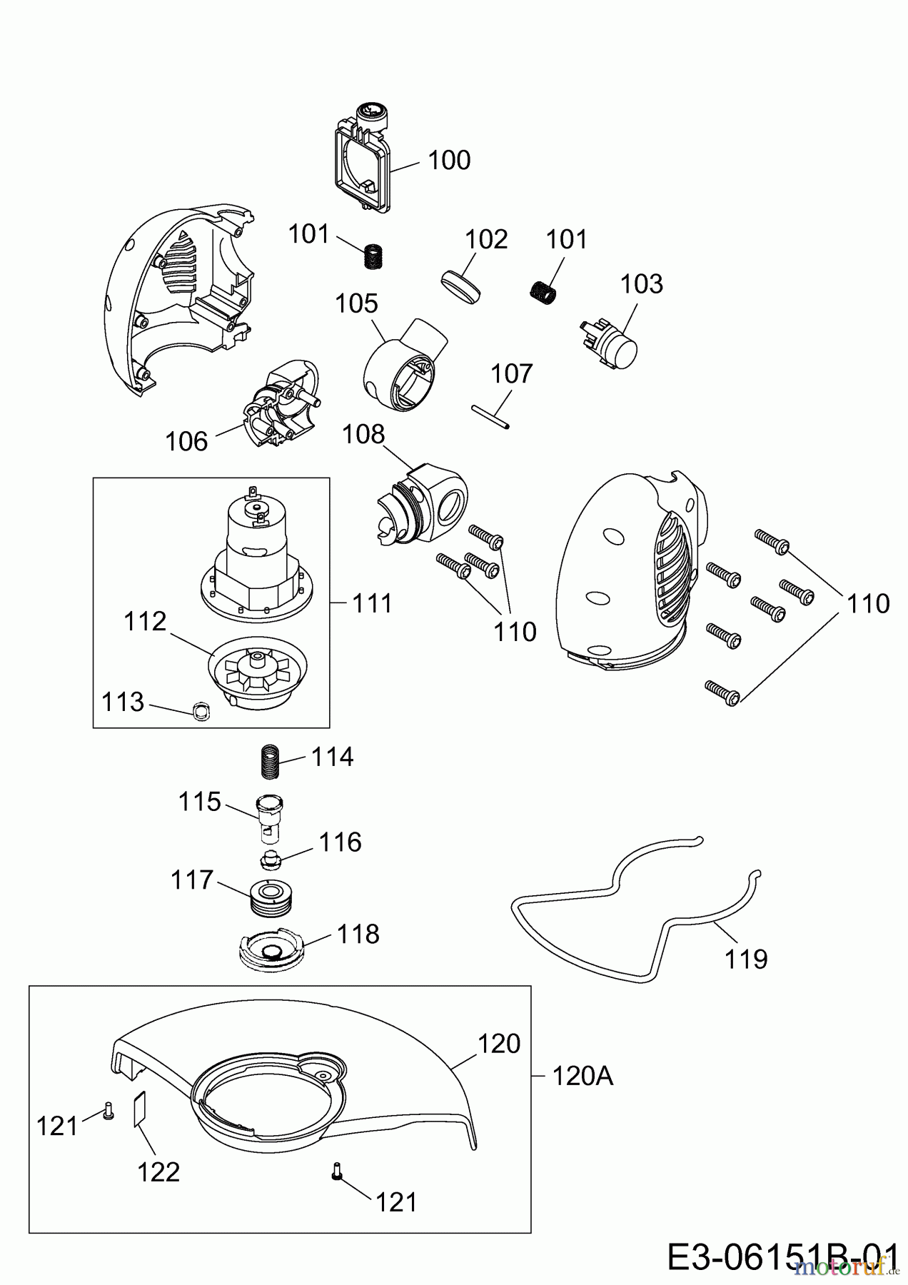  Wolf-Garten Akkutrimmer Li-Ion Power GT 815 7134880  (2012) Elektromotor, Fadenspule