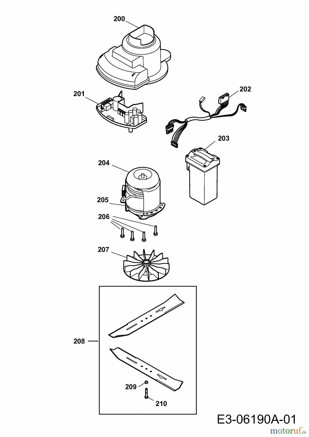 MTD Akkumäher Li-Ion Power 34 18AWF3B-600 (2010) Elektromotor, Elektroteile, Messer