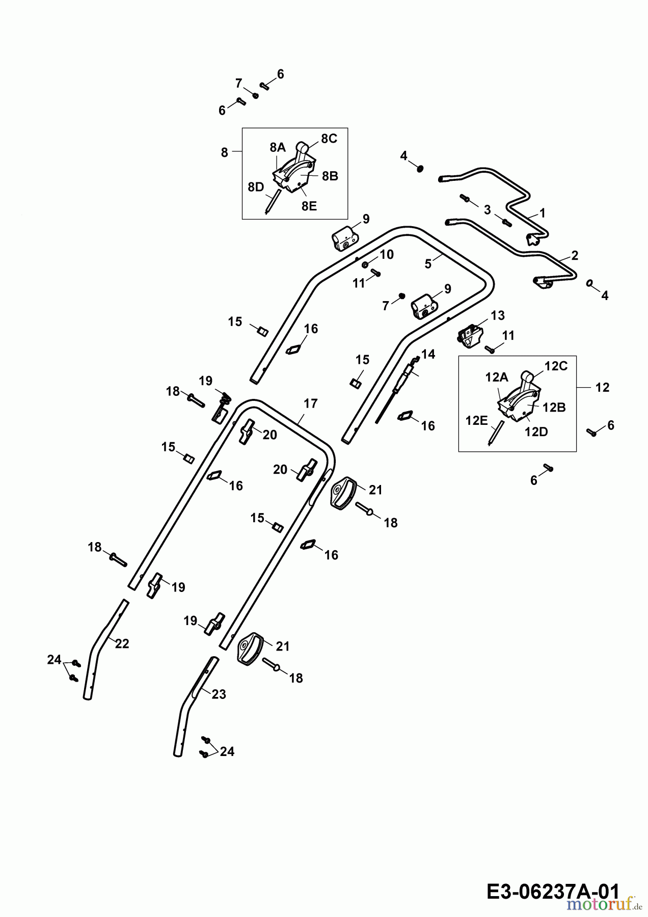  Wolf-Garten Motormäher mit Antrieb Power Edition 40 BA 4058000 Serie F  (2011) Holm