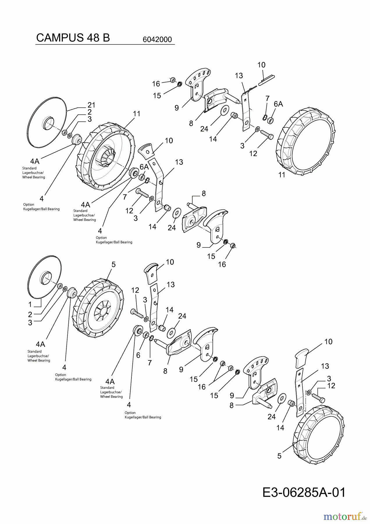  Wolf-Garten Motormäher Campus 48 B 6042000  (2010) Höhenverstellung, Räder