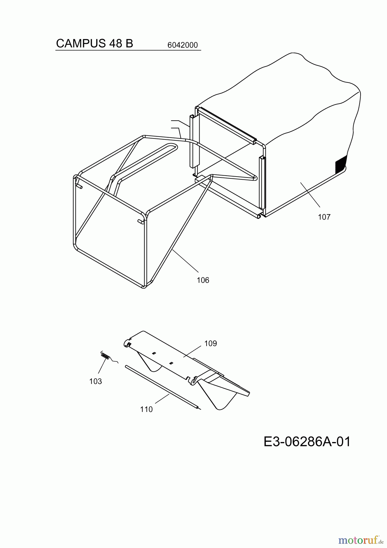  Wolf-Garten Motormäher Campus 48 B 6042000  (2010) Grasfangsack, Heckklappe