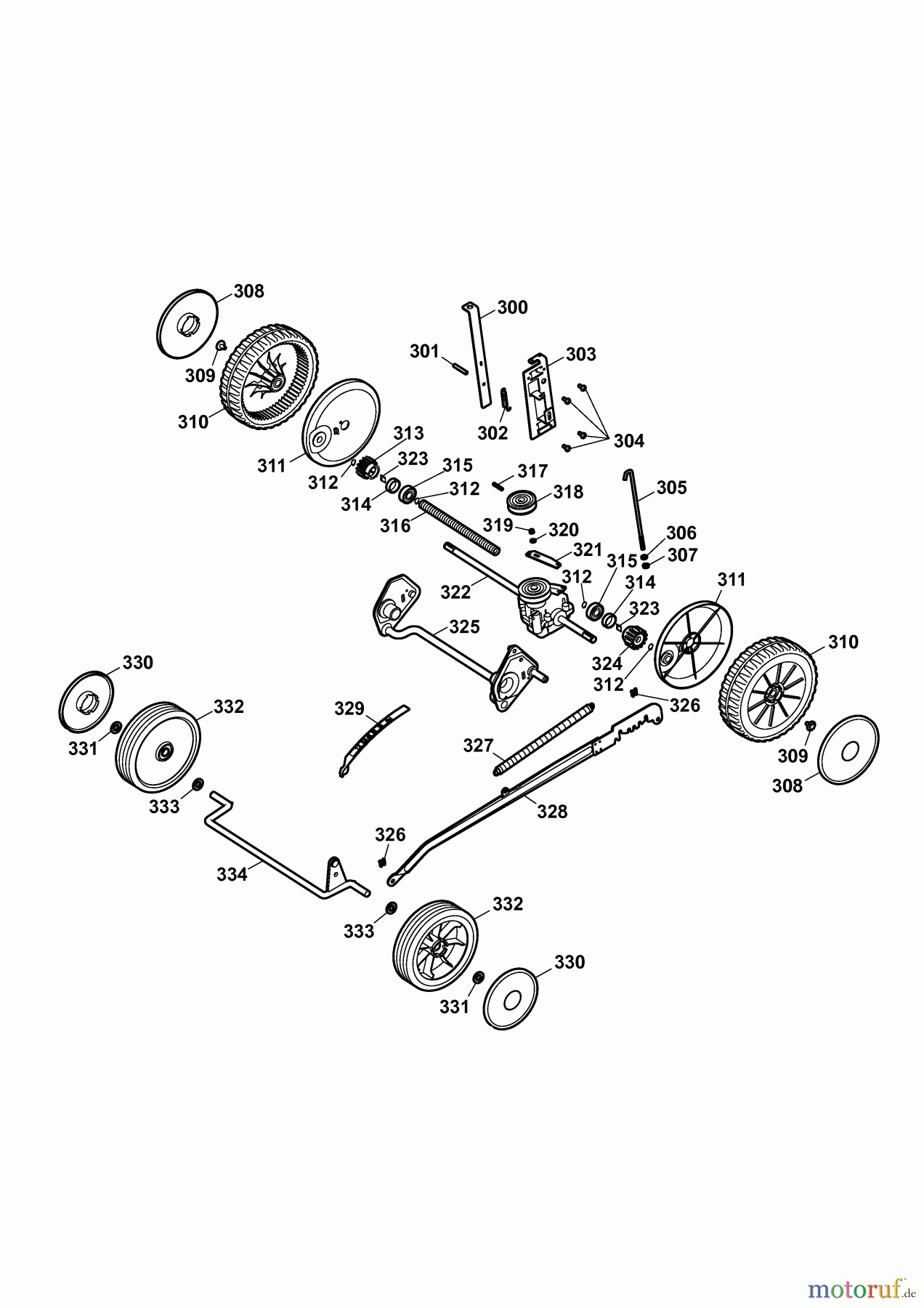 Wolf-Garten Motormäher mit Antrieb 6.46 BA 4619000 Serie F (2010) Räder, Schnitthöhenverstellung