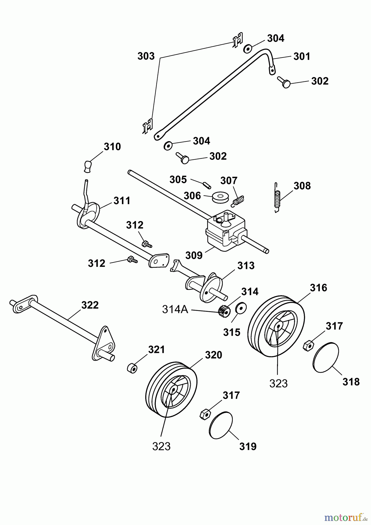  Yard-Man Motormäher mit Antrieb YM 5519 SPO-L 12AWB5M1643  (2010) Achse, Höhenverstellung, Räder