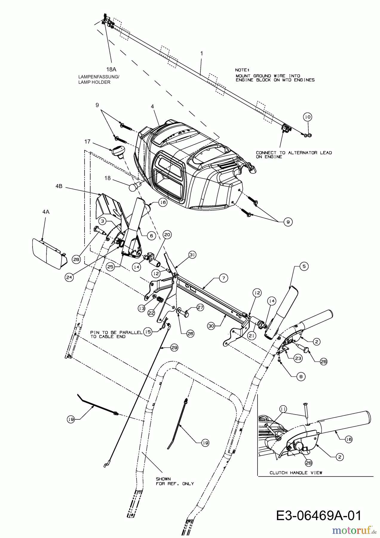  MTD Schneefräsen ME 76 31AY65S5678  (2012) Armaturenbrett