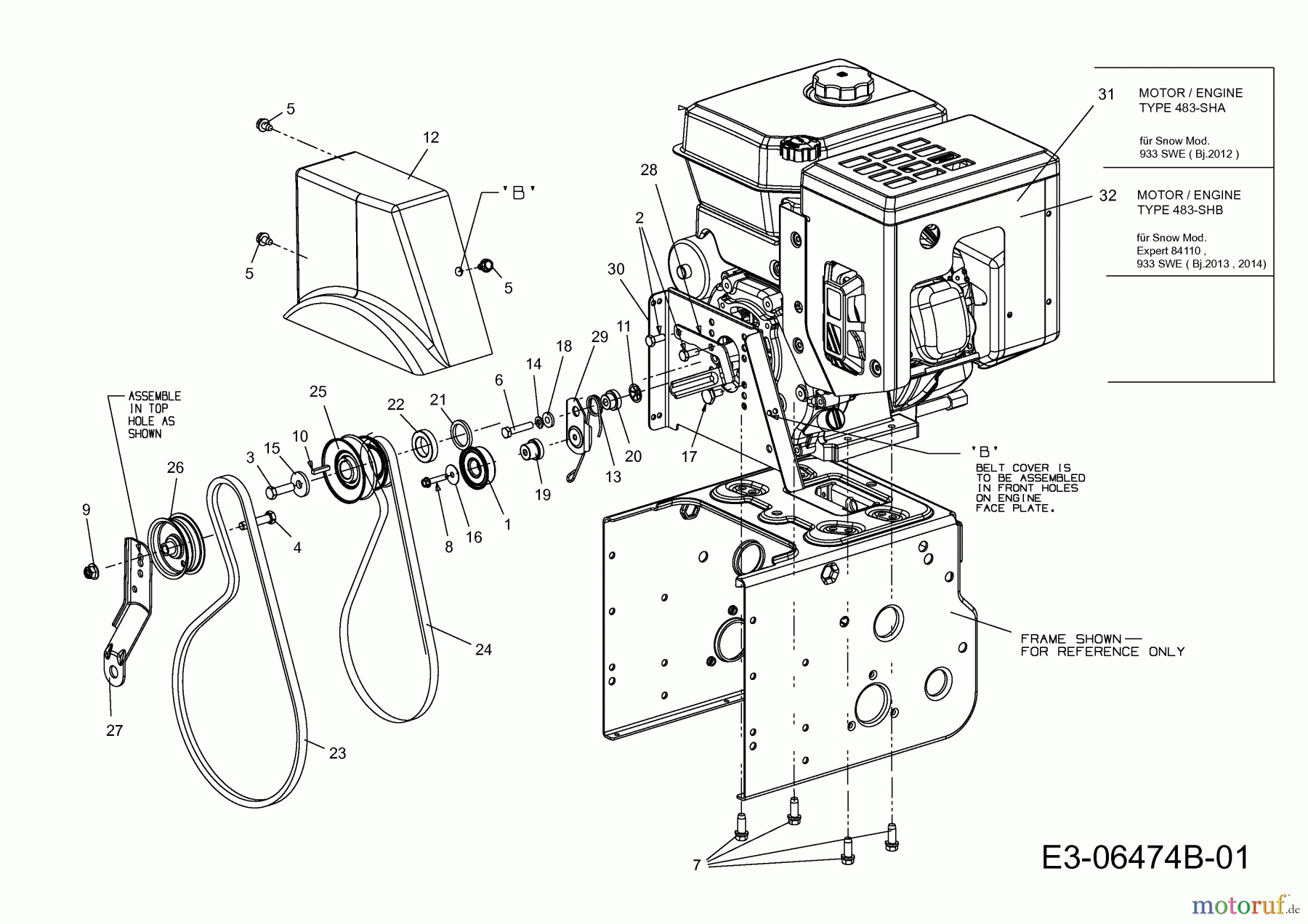 Cub Cadet Schneefräsen 933 SWE 31AY95KV603 (2014) Keilriementrieb
