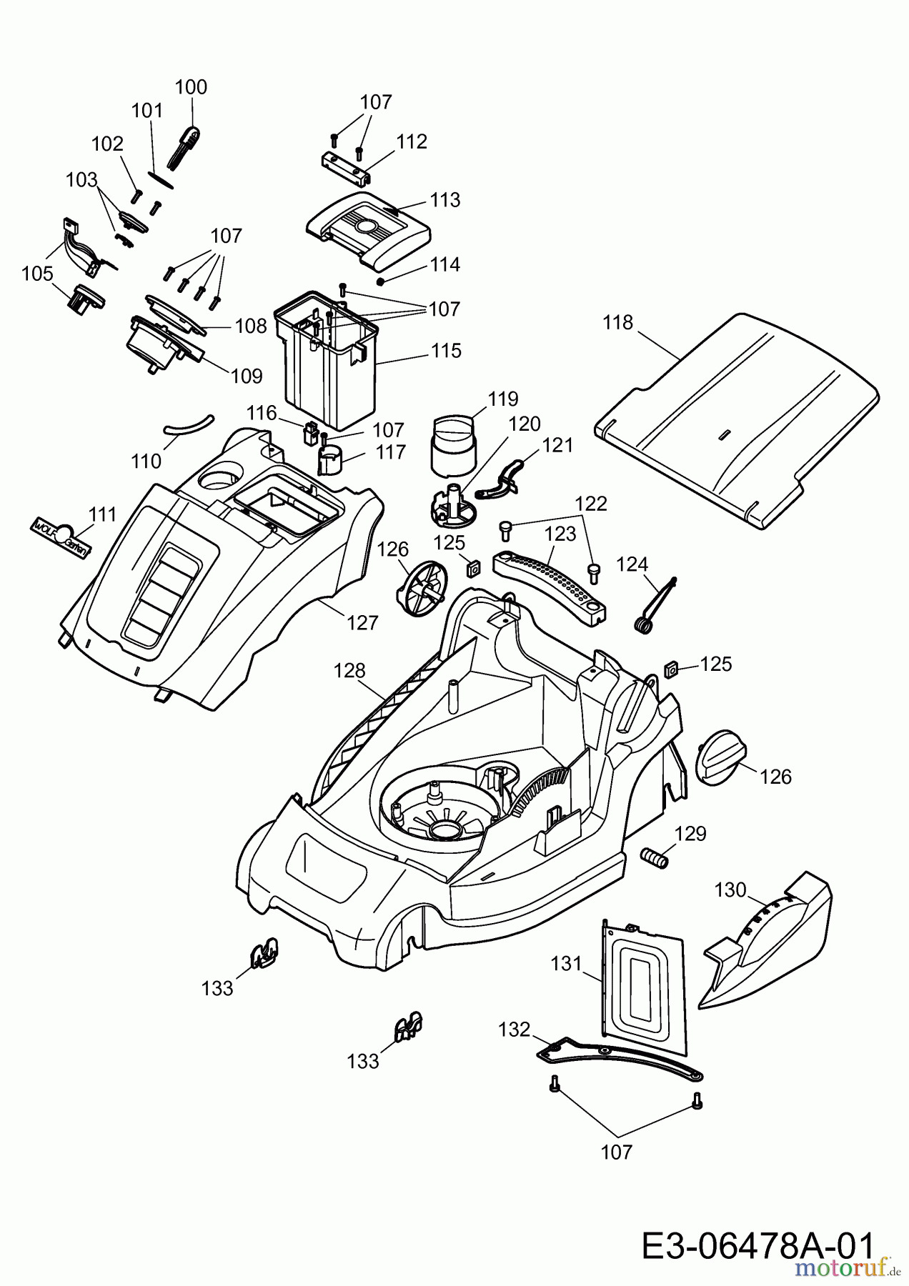 Wolf-Garten Akkumäher Li-Ion Power 37 4937000 Serie A (2010) Mähwerksgehäuse