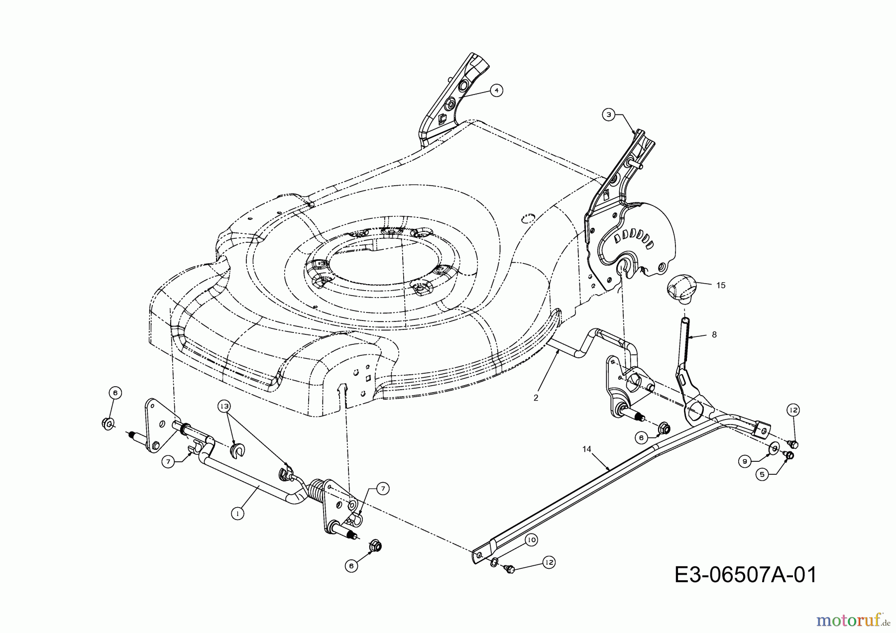 MTD Motormäher mit Antrieb SPK 53 12AI837D678 (2009) Höhenverstellung Seriennr. ...K...