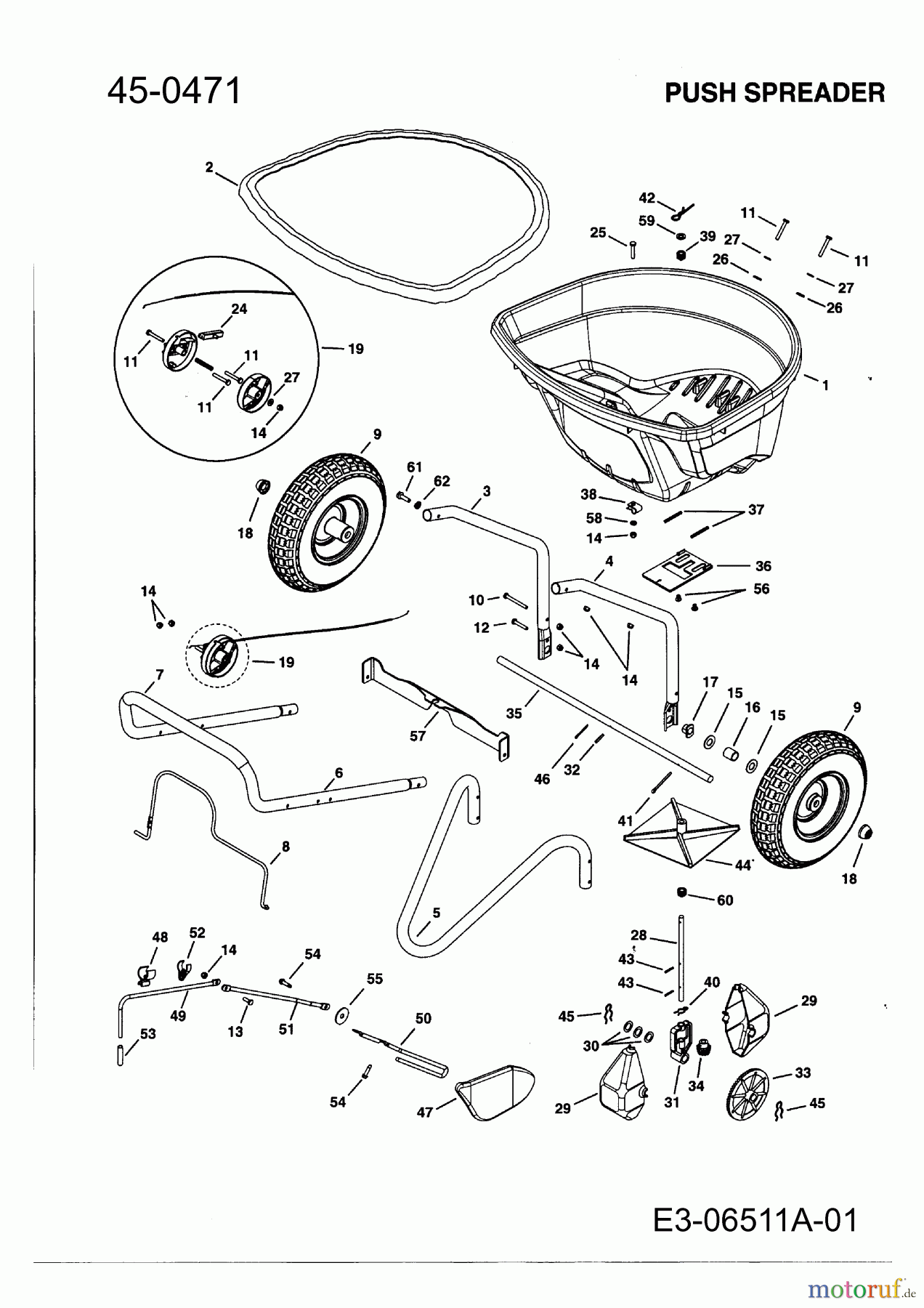 MTD Zubehör Zubehör handgeführte Geräte Streuer 45-0471  (196-539-000) 196-539-000  (2010) Grundgerät