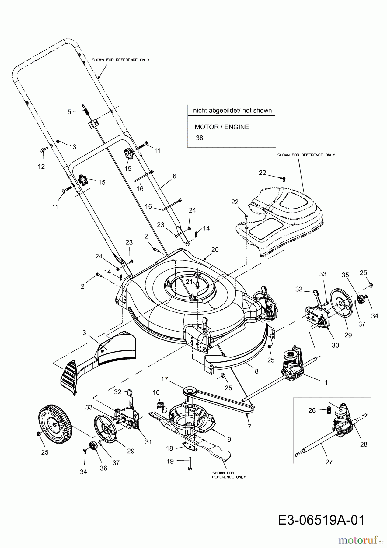  MTD Motormäher mit Antrieb SP 53 HWO 12A-55M1615  (2010) Gehäuse, Unterholm, Getriebe, Motor