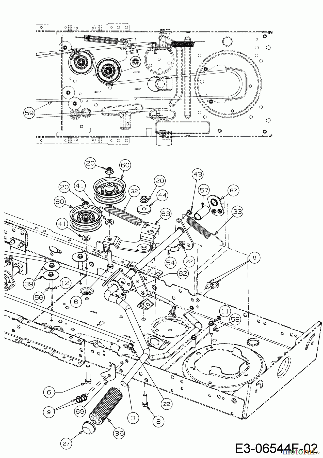MTD Rasentraktoren Smart RF 130 HM 13A279KF600 (2018) Fahrantrieb, Keilriemen, Pedal