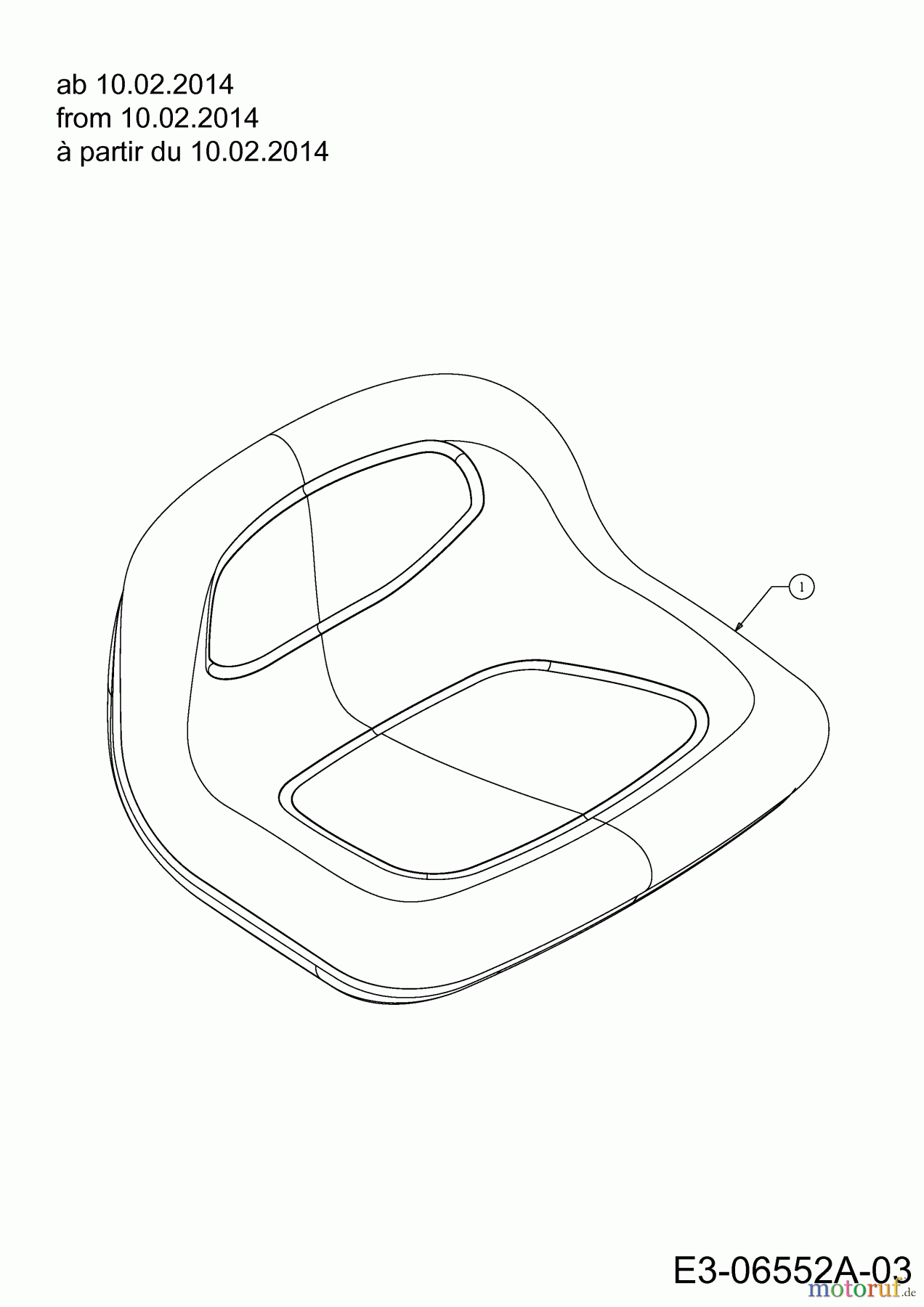  MTD Rasentraktoren Smart RC 125 13HH765C600  (2014) Sitz ab 10.02.2014