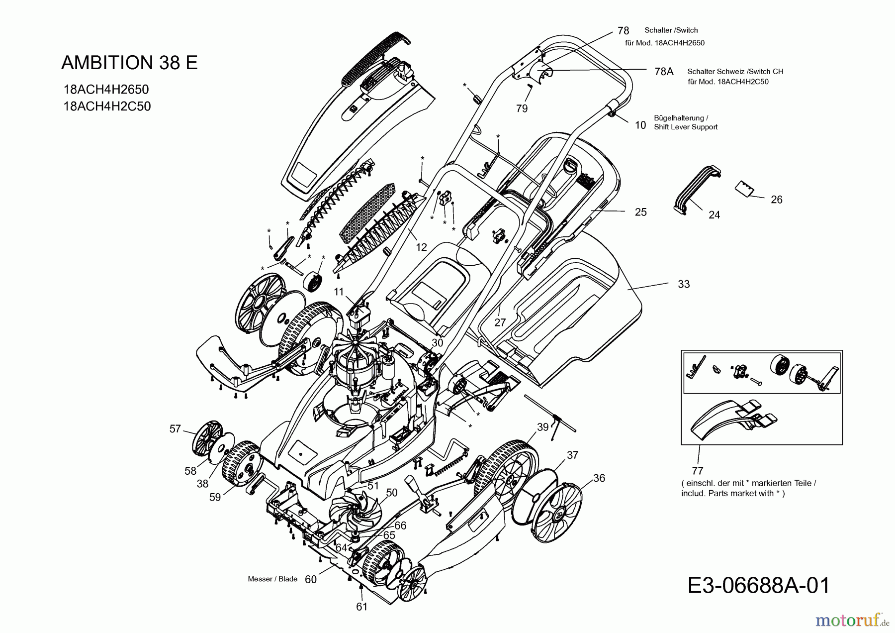 Wolf-Garten Elektromäher Ambition 38 E 18ACH4H2650 (2011) Grundgerät