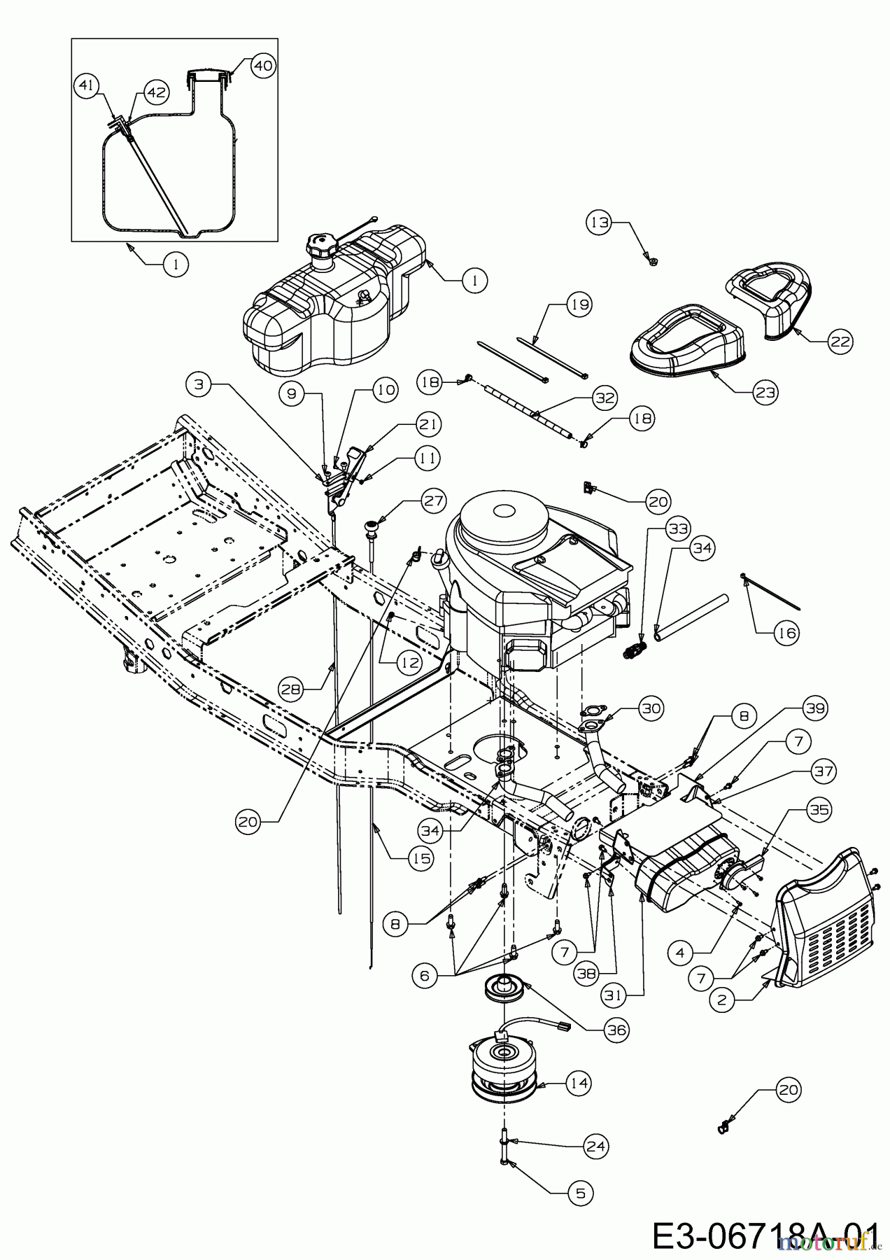  Gutbrod Zero Turn GLX 122 FH 17BT4BFY690  (2011) Elektromagnetkupplung, Motorzubehör, Tank