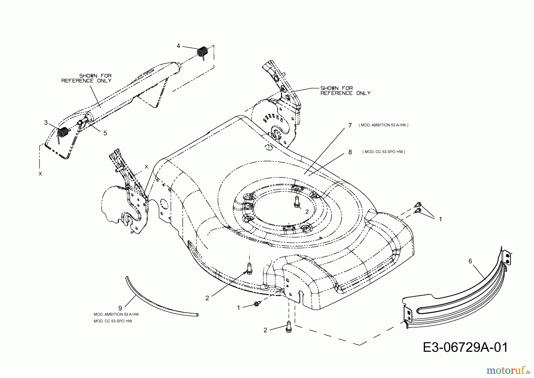 Cub Cadet Motormäher mit Antrieb CC 53 SPOHW 12A-85JT603 (2012) Mähwerksgehäuse, Stange für Heckklappe