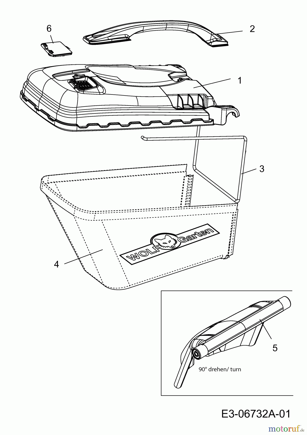 Wolf-Garten Motormäher mit Antrieb Ambition 53 AHW 12B-858R650 (2012) Grasfangsack, Heckklappe