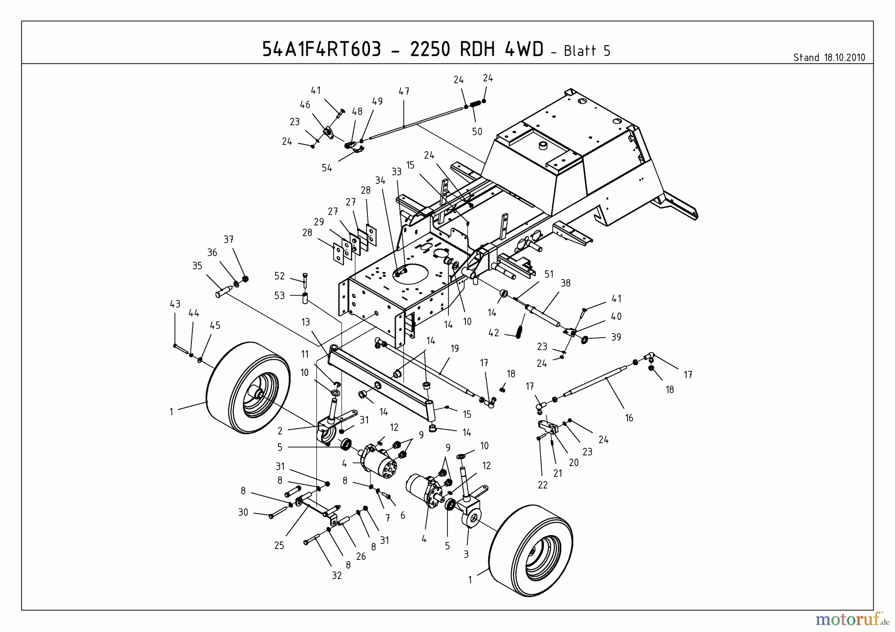 Cub Cadet Kompakttraktoren CC 2250 RDH 4 WD 54A1F4RT603 (2011) Räder vorne, Vorderachse