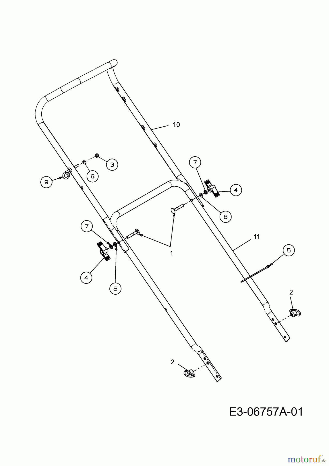 Wolf-Garten Motormäher mit Antrieb Blue Power 53 AHW 12AI869L650 (2011) Holm