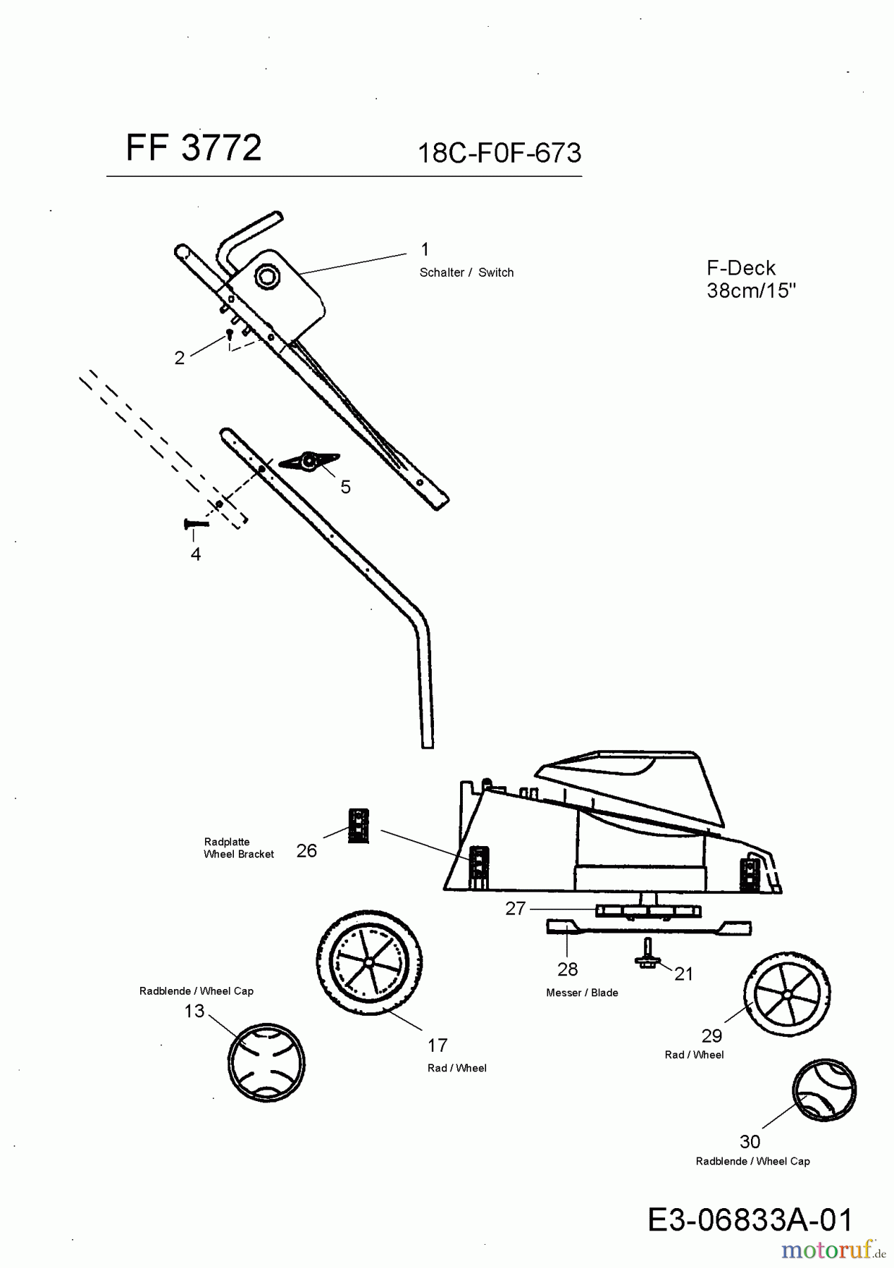  MTD Elektromäher FF 3772 18C-F0F-673  (2011) Grundgerät