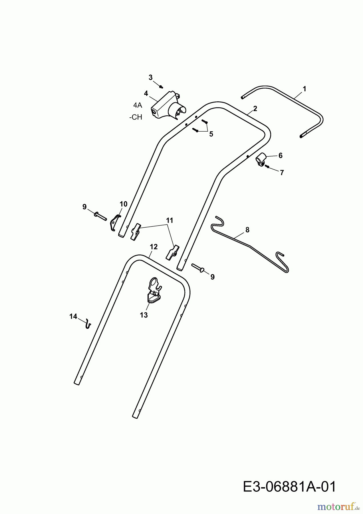 Wolf-Garten Elektromäher Blue Power 34 E 18AWF1X1C50 (2011) Holm, Schalter