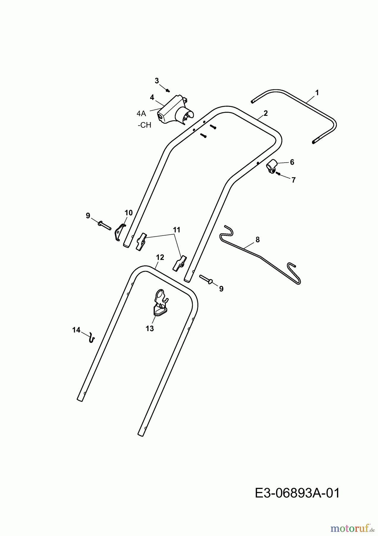 Wolf-Garten Elektromäher Blue Power 37 E 18AWG1Y1C50 (2011) Holm, Schalter
