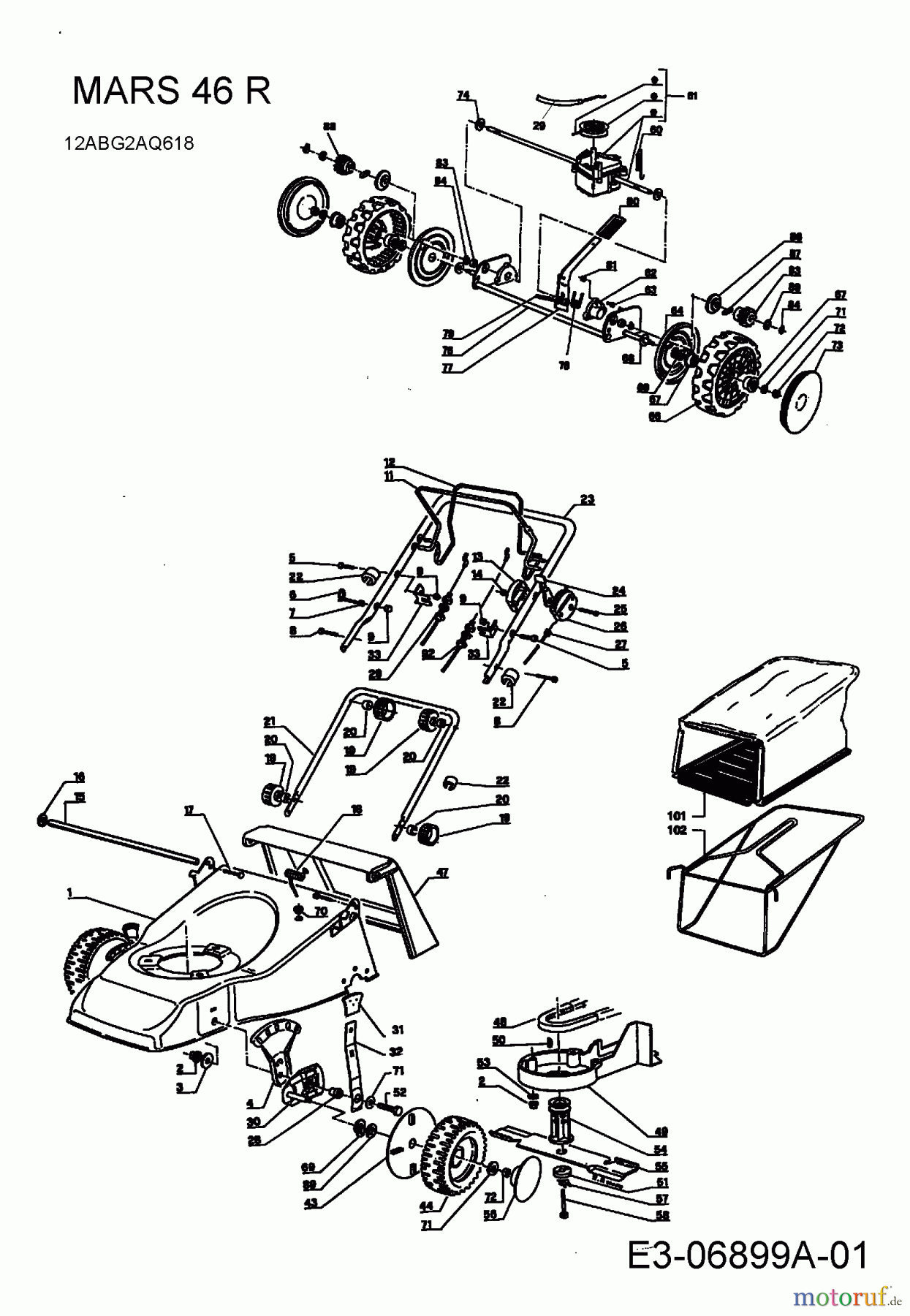 Rasor Motormäher mit Antrieb MARS 46 R 12ABG2AQ618 (2011) Grundgerät