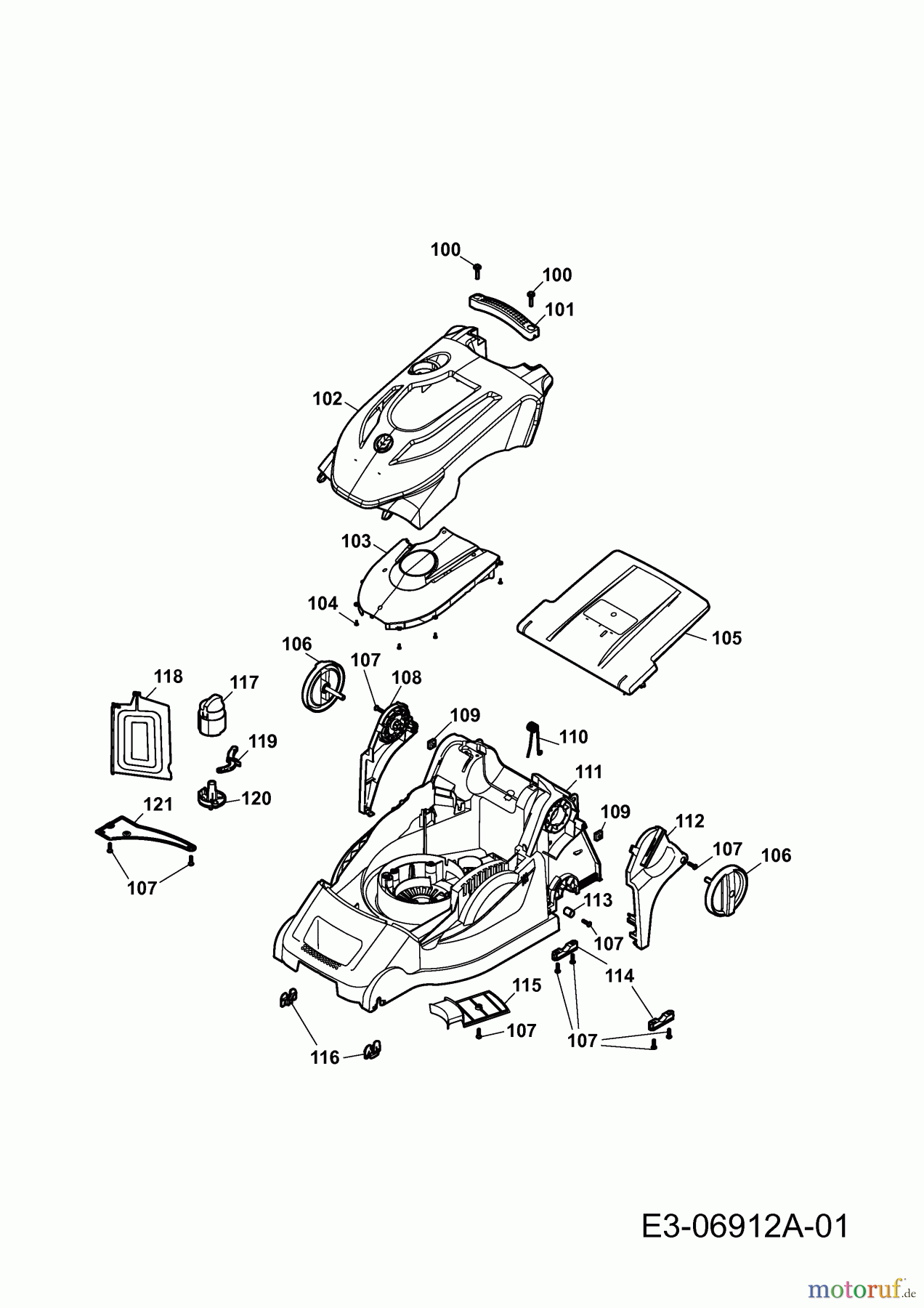 Wolf-Garten Elektromäher Blue Power 40 E 18AWH1Z1C50 (2011) Mähwerksgehäuse