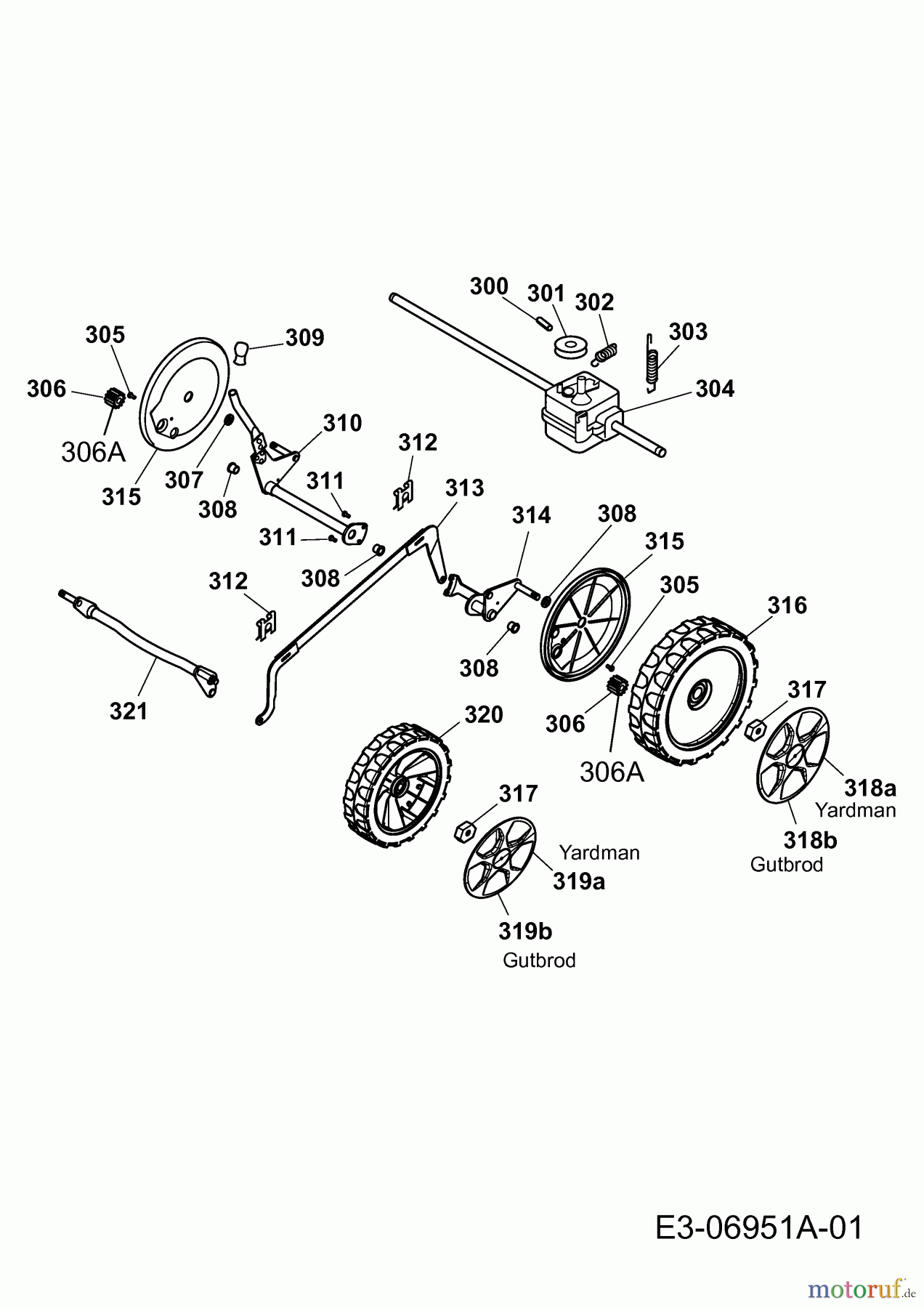  Gutbrod Motormäher mit Antrieb HB 48 RHW 12AWB6JT690  (2011) Getriebe, Räder