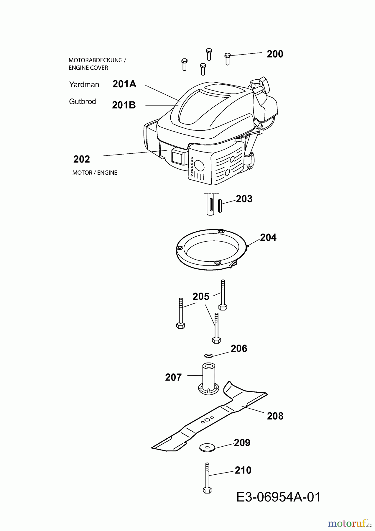 Gutbrod Motormäher HB 48 11AWB5JT690 (2011) Messer, Messeraufnahme, Motor
