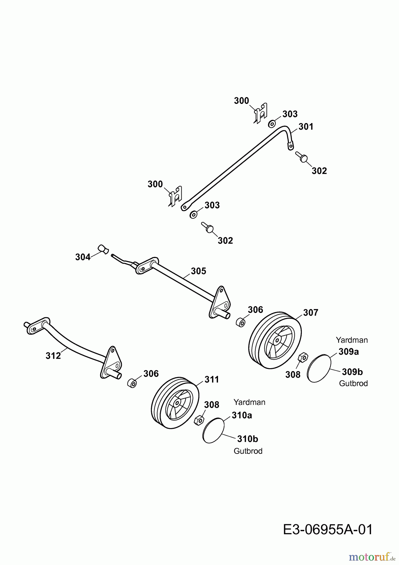  Yard-Man Motormäher YM 5519 PO-L 11AWB5JT643  (2011) Achsen, Räder