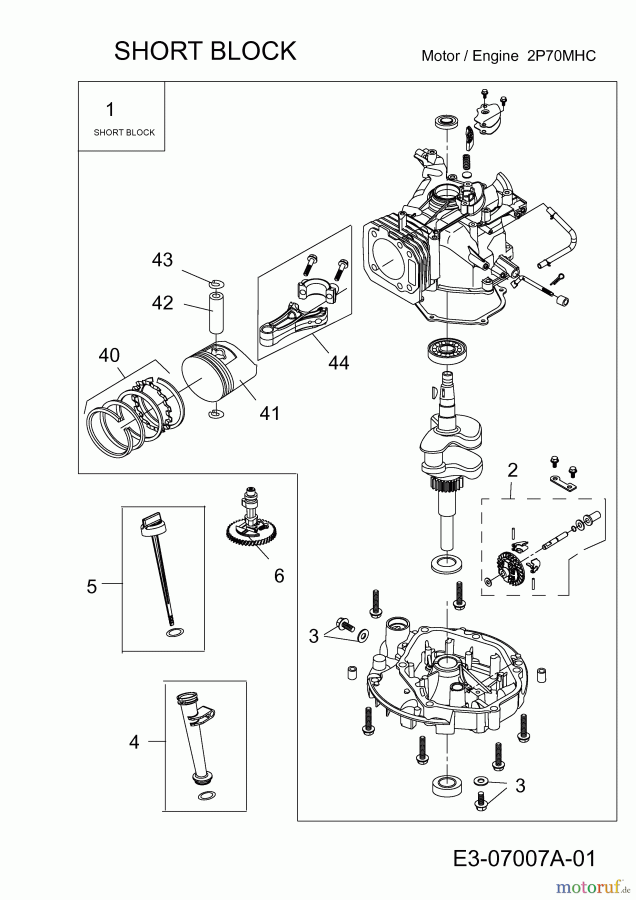 Wolf-Garten Benzinmotoren MTD 2 P 70 MHC 752Z2P70MHC (2011) Short Block