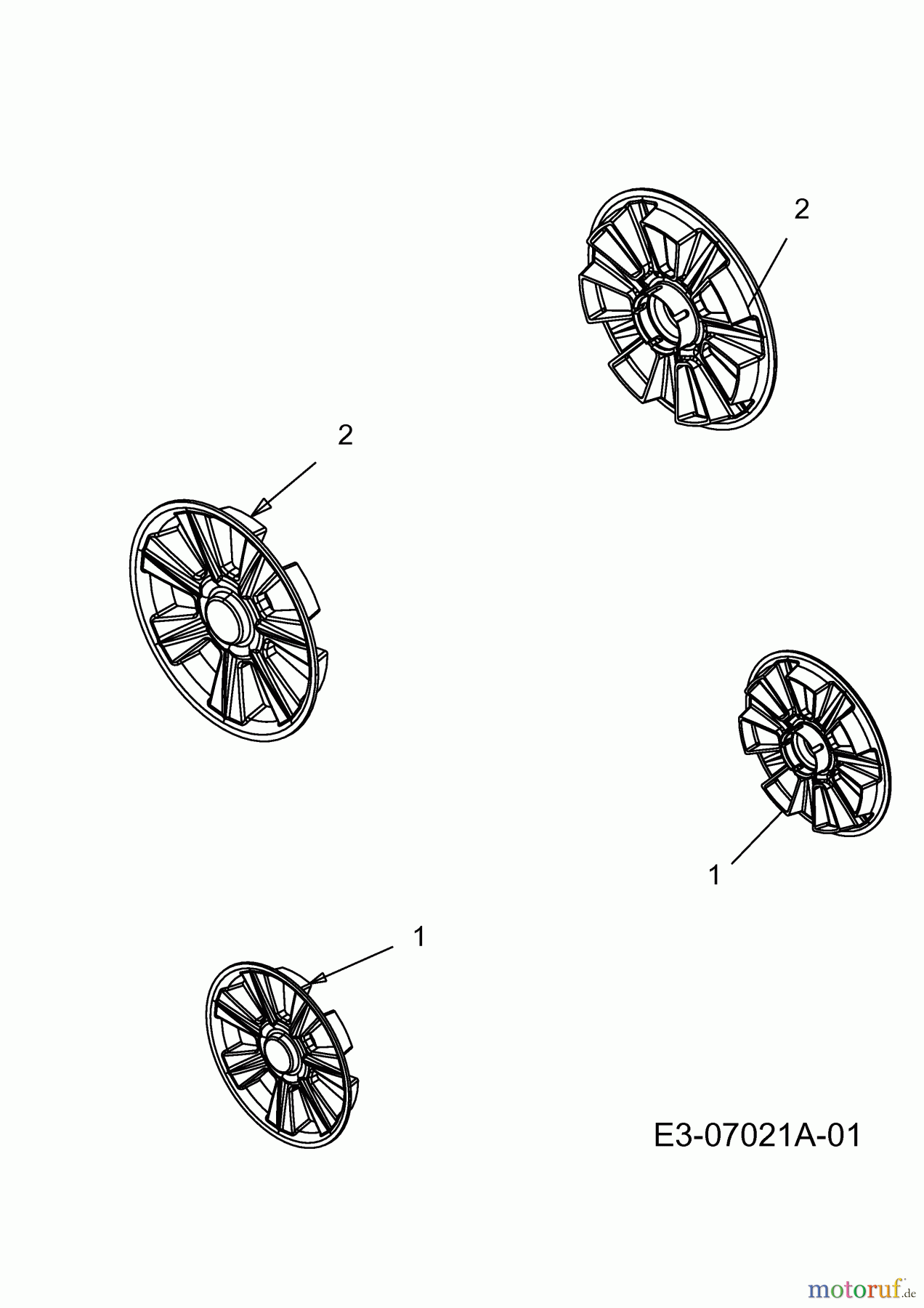 Bricoline Motormäher mit Antrieb 46 SP 12E-J54J625 (2011) Radkappen