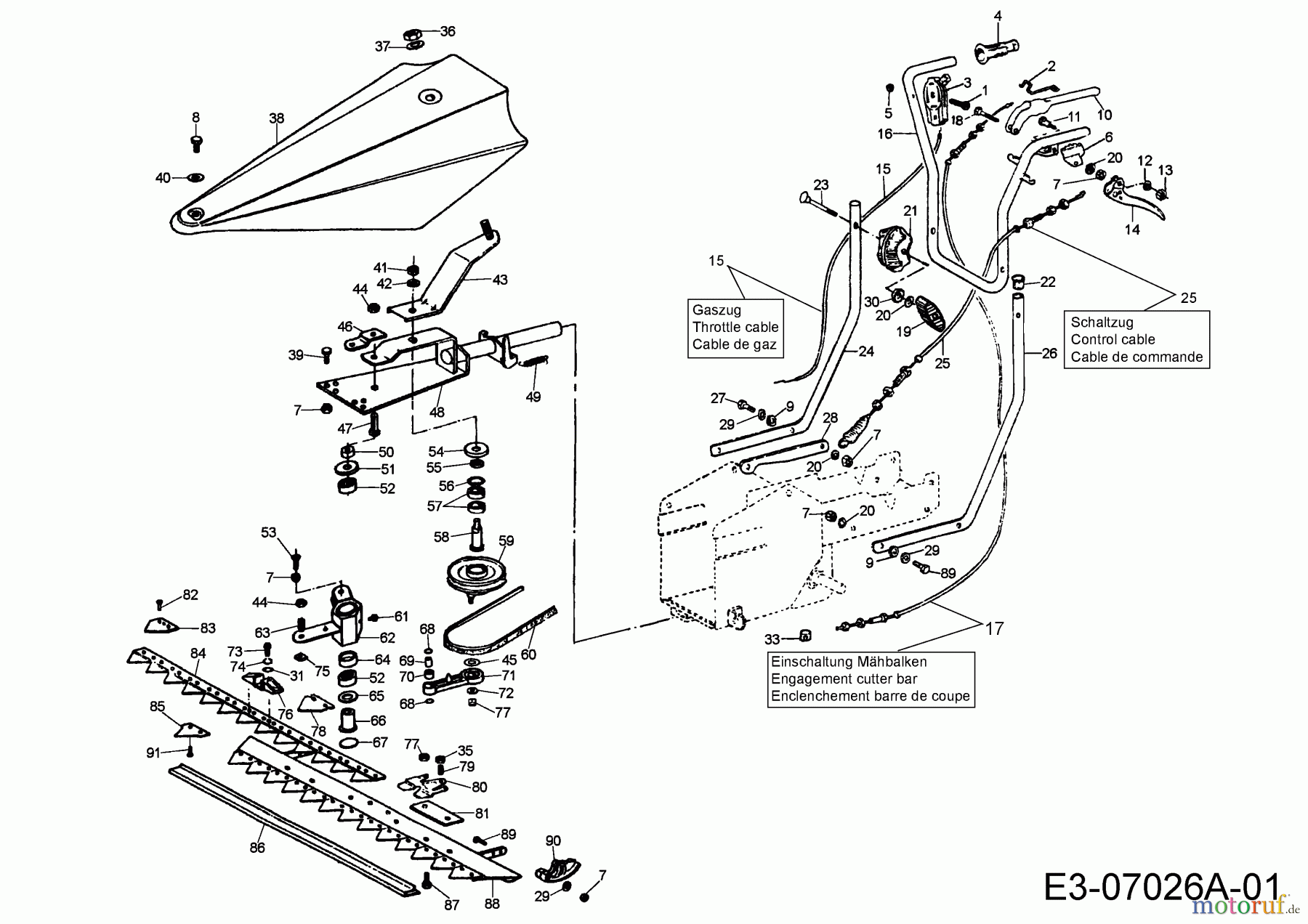  MTD Balkenmäher BM 87-35 25A-FM5B678  (2014) Holm, Mähbalken