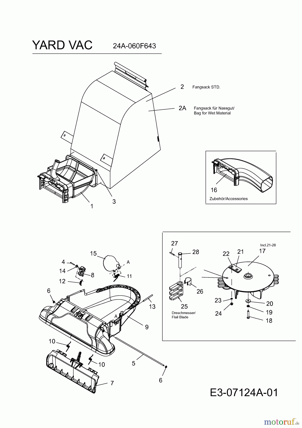  Yard-Man Laubbläser, Laubsauger YARD VAC 24A-060F643  (2011) Saugdüse, Fangsack