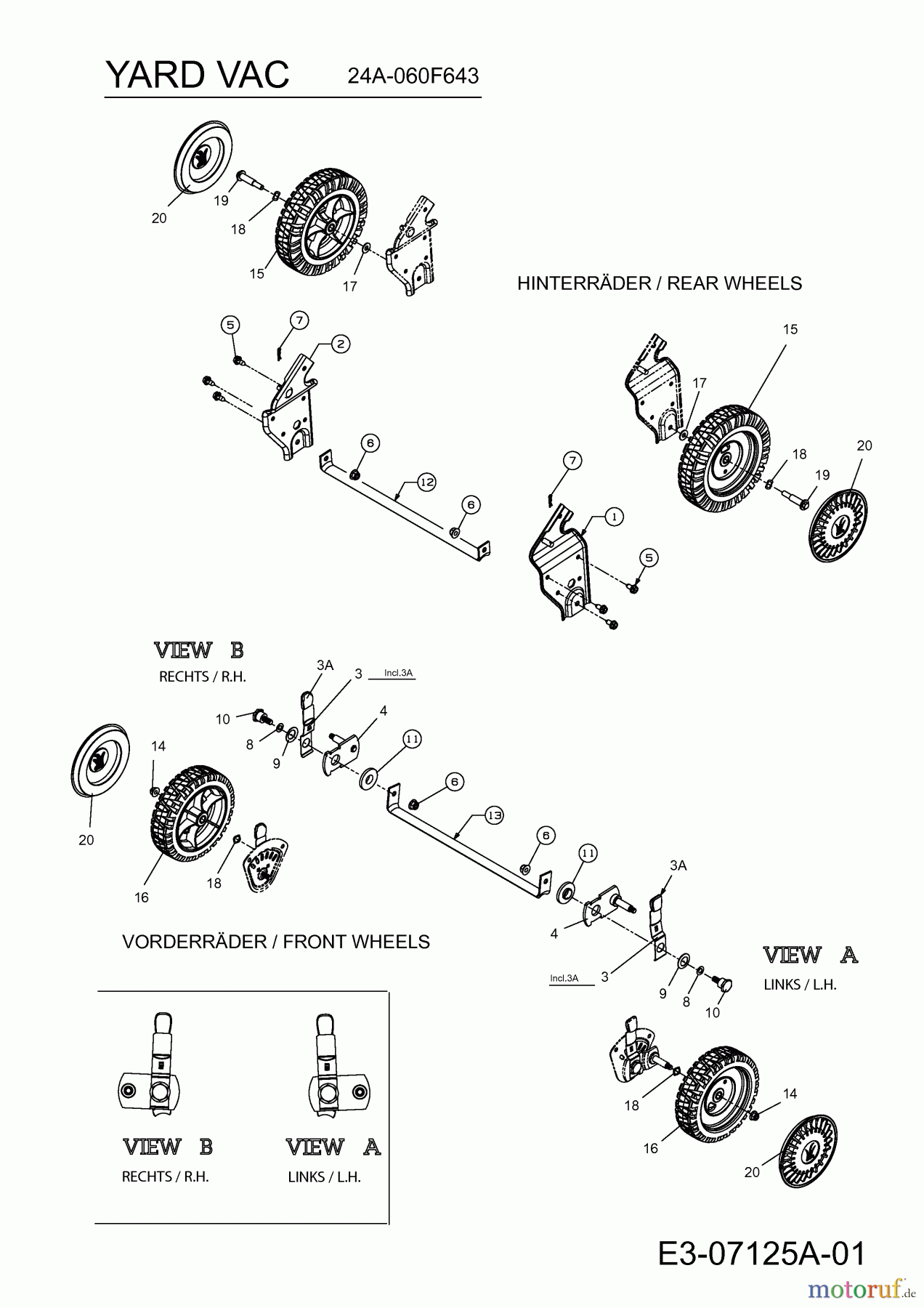 Yard-Man Laubbläser, Laubsauger YARD VAC 24A-060F643 (2011) Räder, Schnitthöhenverstellung