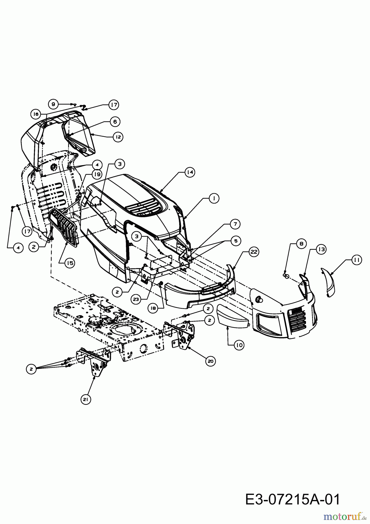Craftsman Rasentraktoren LT 2000 (Hersteller MTD) 13AJ77SG699 (2011) Motorhaube 5-Style