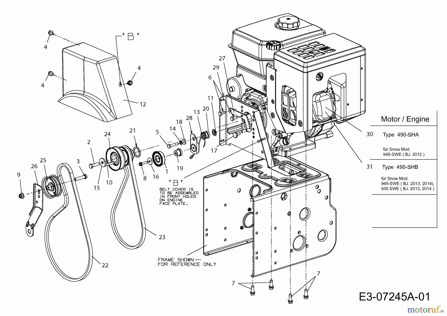 Cub Cadet Schneefräsen 935 SWE 31AY97KV603  (2013) Keilriemen, Motor