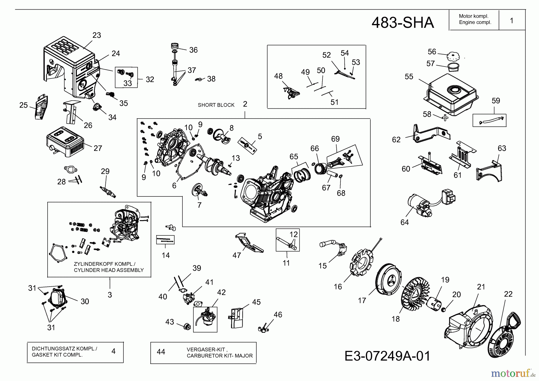 MTD-Motoren Horizontal 483-SHA 752Z483-SHA (2012) Motor