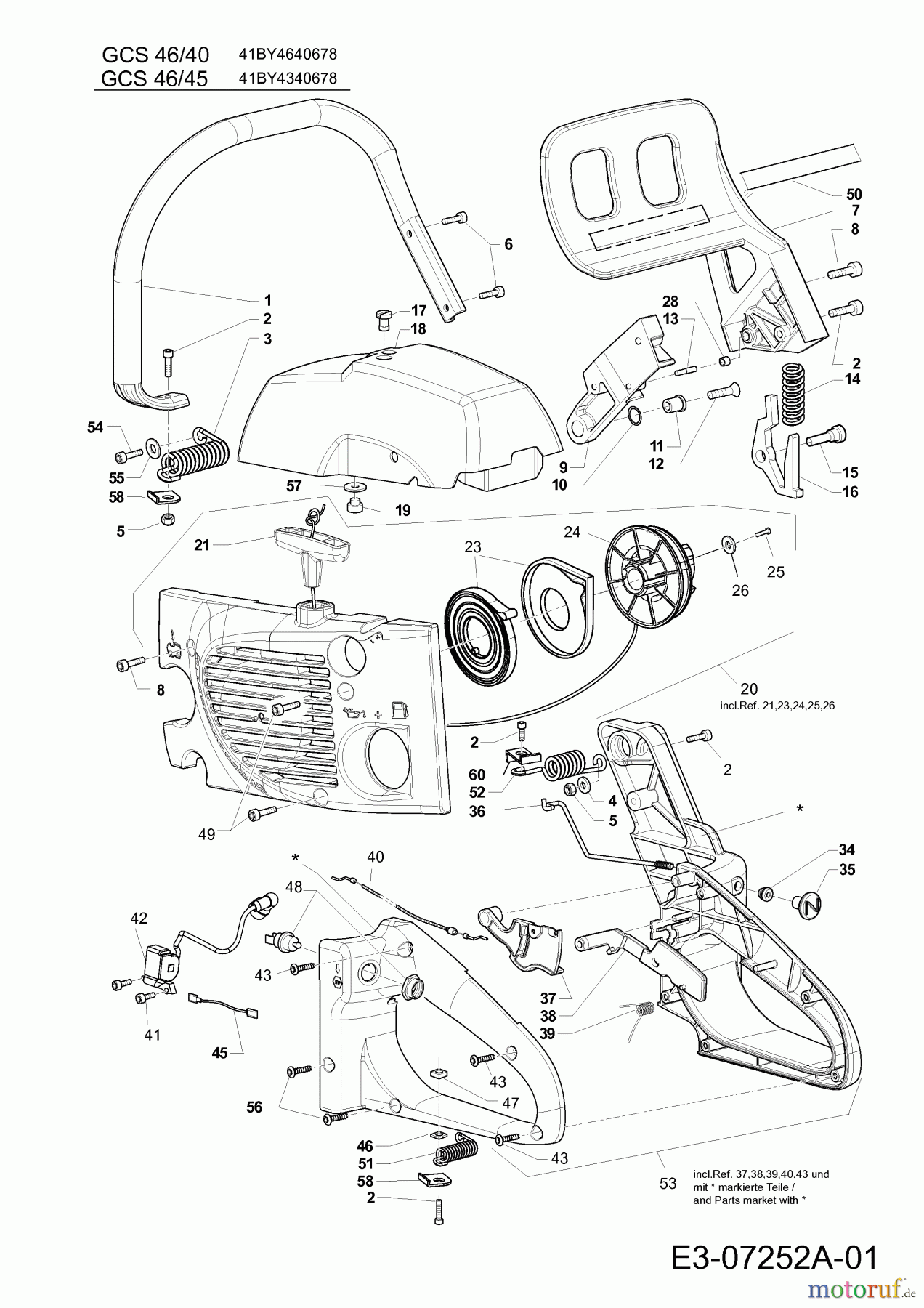  MTD Motorkettensägen GCS 46/40 C 41BY4640678  (2011) Handgriff, Motorabdeckungen