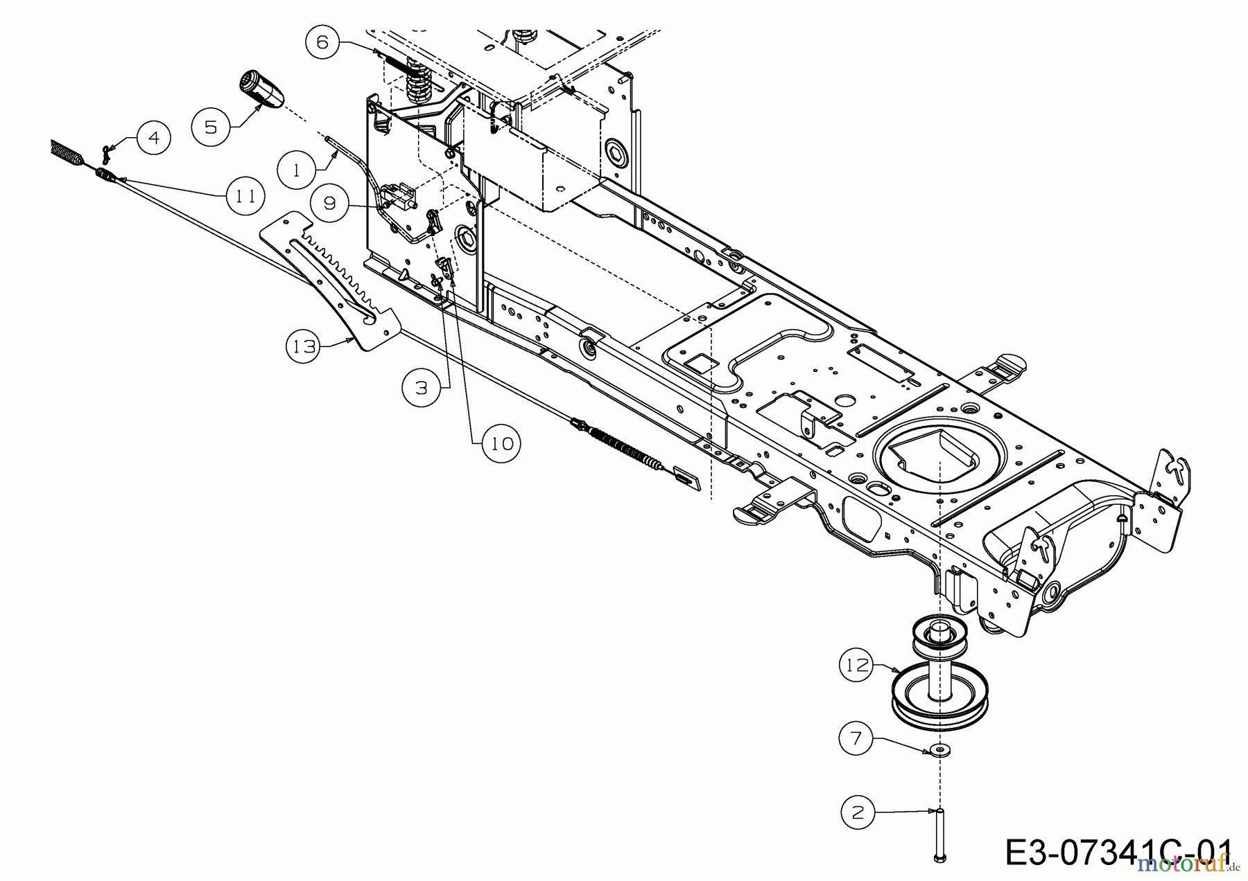 Cub Cadet Rasentraktoren CC 1018 AG 13BD90AG603 (2014) Mähwerkseinschaltung, Motorkeilriemenscheibe